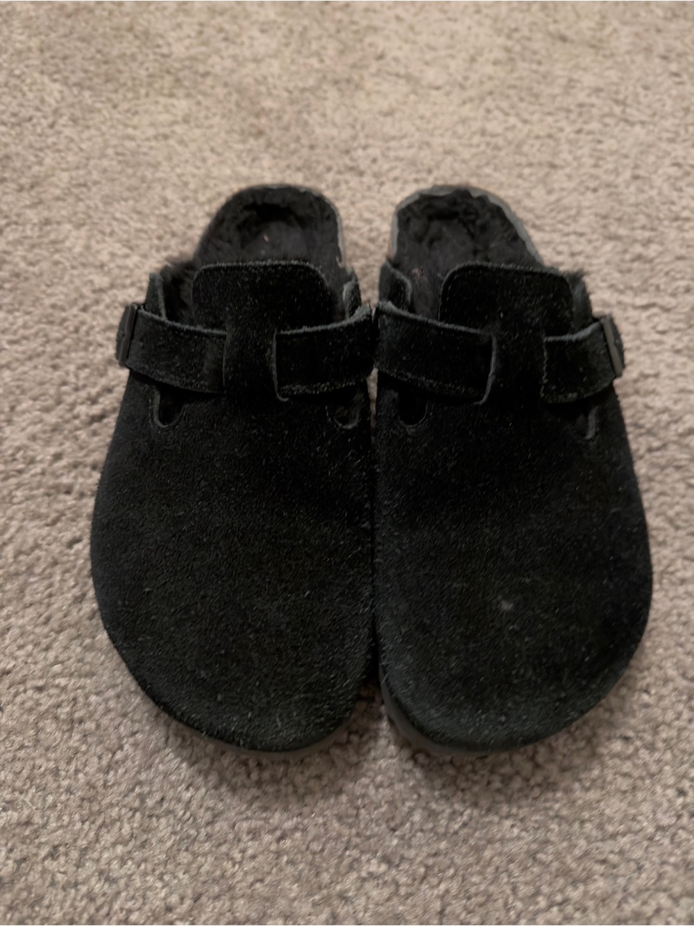 Birkenstock Black Suede Slip-On Clogs